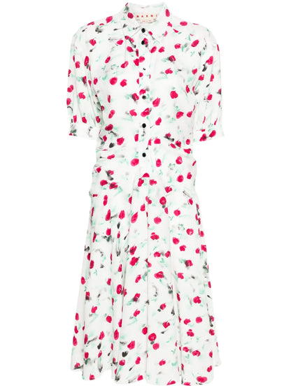 Reverie-Print Crepe Midi Dress