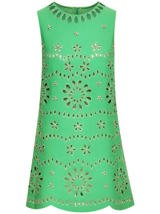 Crystal-Embellished Shift Minidress