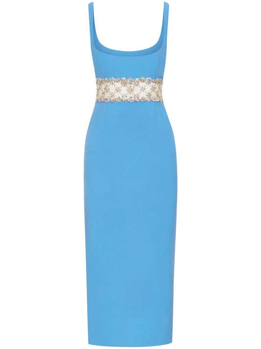 Crystal-Embellished Midi Dress
