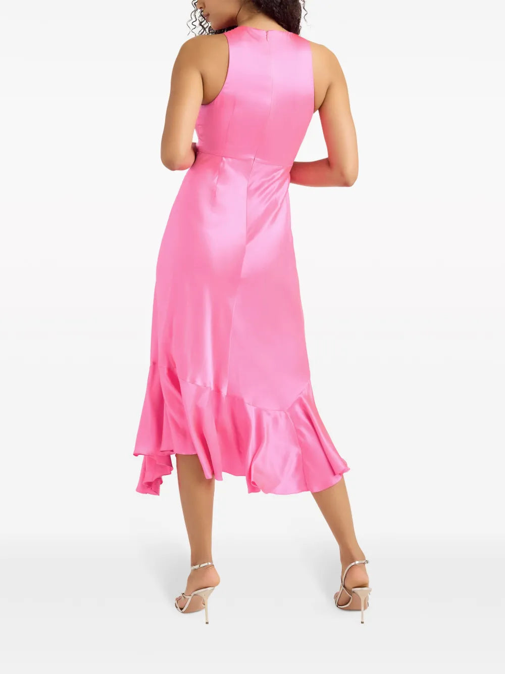 Flower-Detail Silk Midi Dress