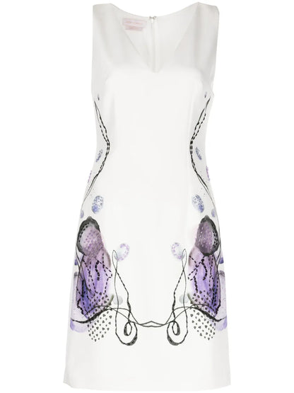 Abstract-Print Sleeveless Dress