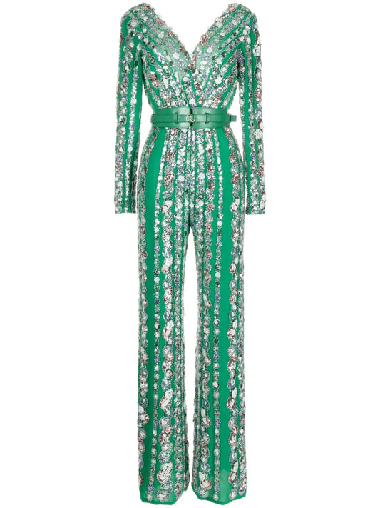 Embellished V-Neck Jumpsuit