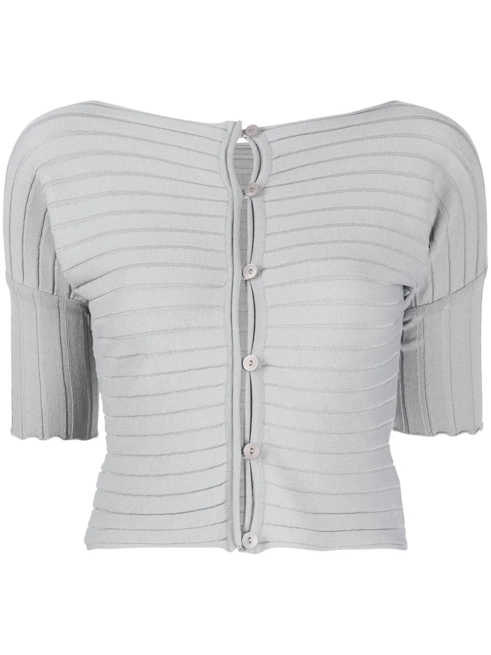 Ribbed Buttoned Fine-Knitted Top