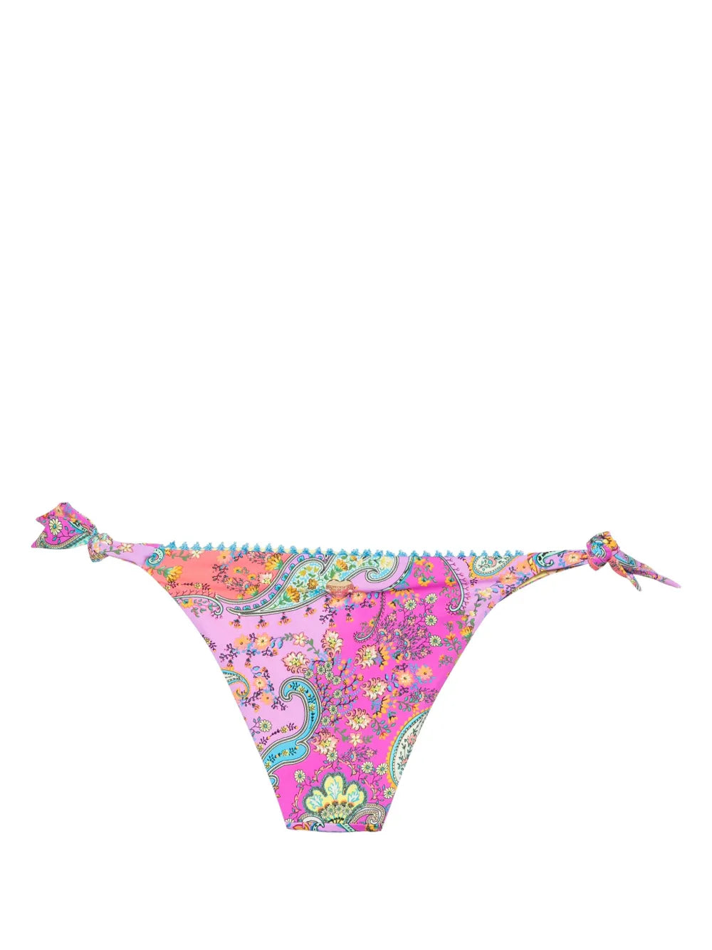 Paisley-Print Thong Bikini Bottoms