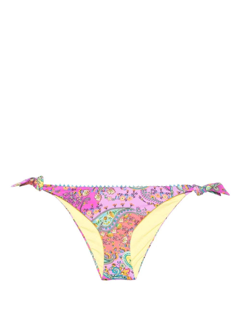 Paisley-Print Thong Bikini Bottoms
