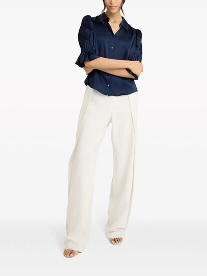 Fiona Puff-Sleeves Silk Blouse