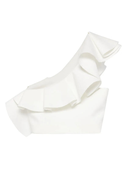 Ruffle-Trim One-Shoulder Cady Blouse