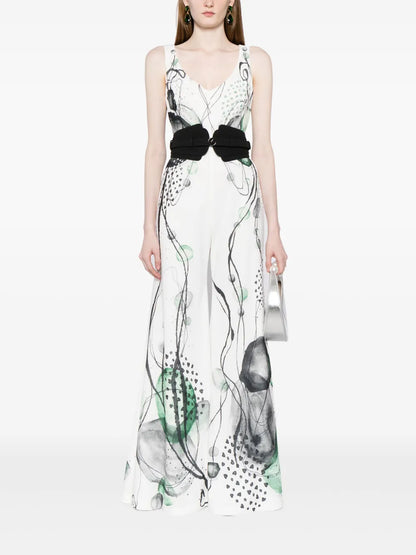 Abstract-Print Crepe Wide-Leg Jumpsuit
