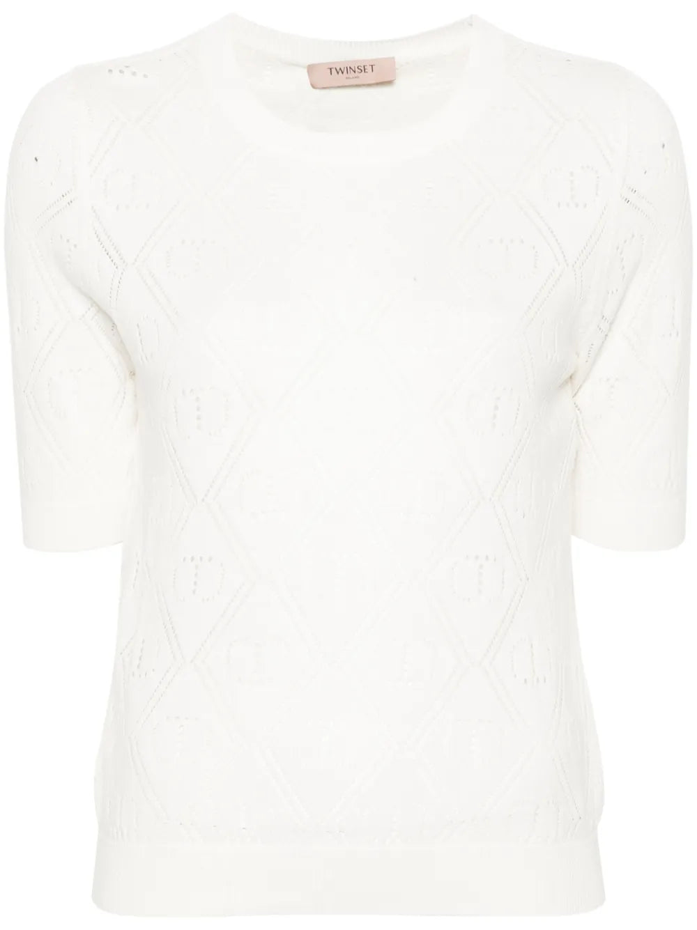 Logo-Plaque Open-Knit Top