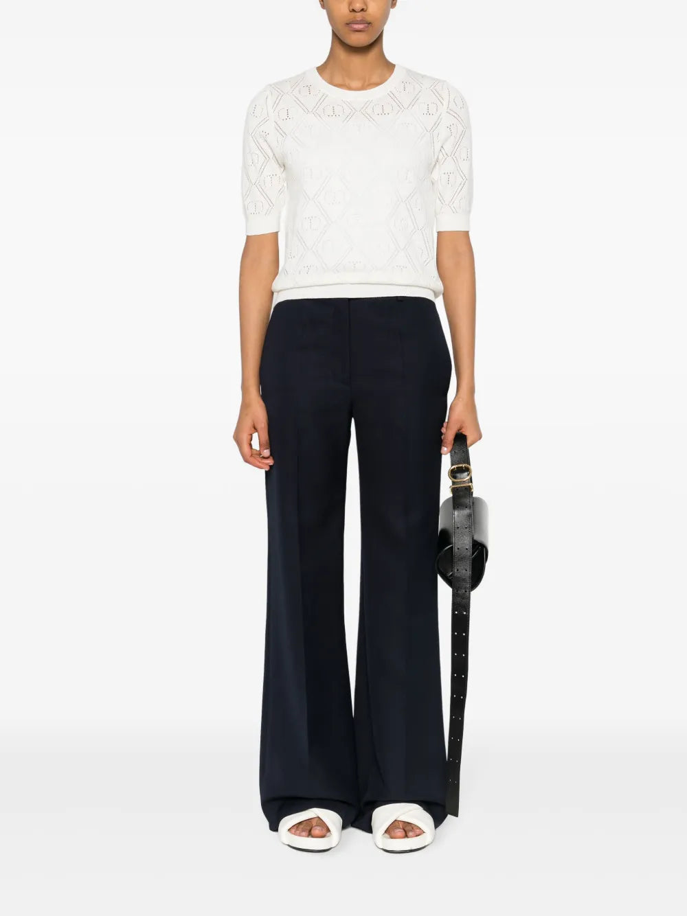 Logo-Plaque Open-Knit Top