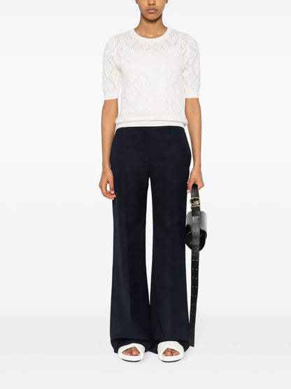Logo-Plaque Open-Knit Top