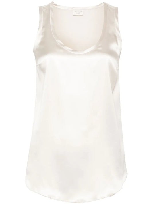 Sleeveless Silk-Satin Top