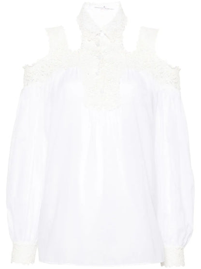 Floral-Embroidered Cotton Blouse