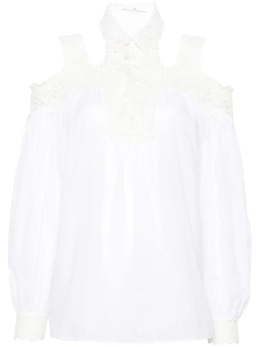 Floral-Embroidered Cotton Blouse