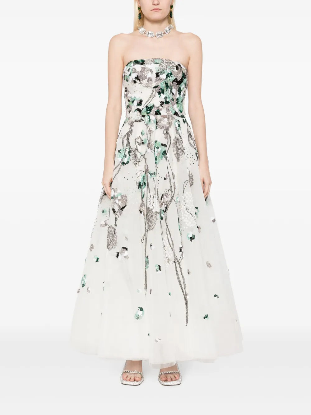 Sequinned Strapless Tulle Dress