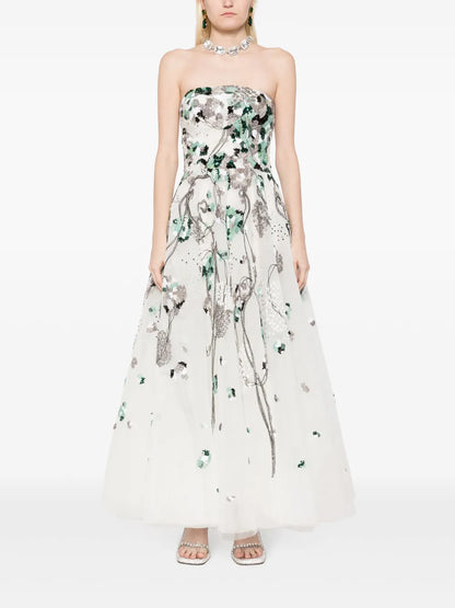 Sequinned Strapless Tulle Dress