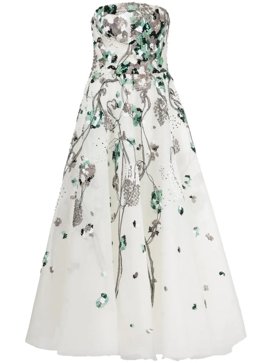 Sequinned Strapless Tulle Dress