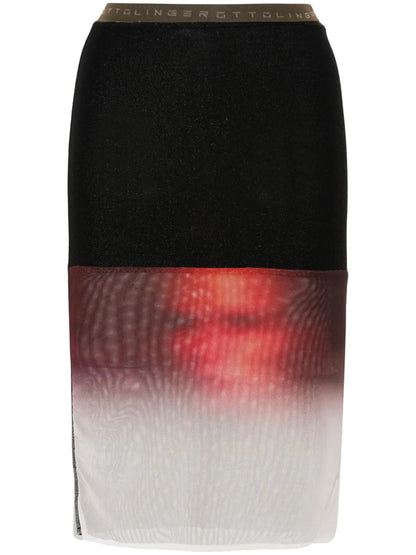 Face-Print Midi Skirt