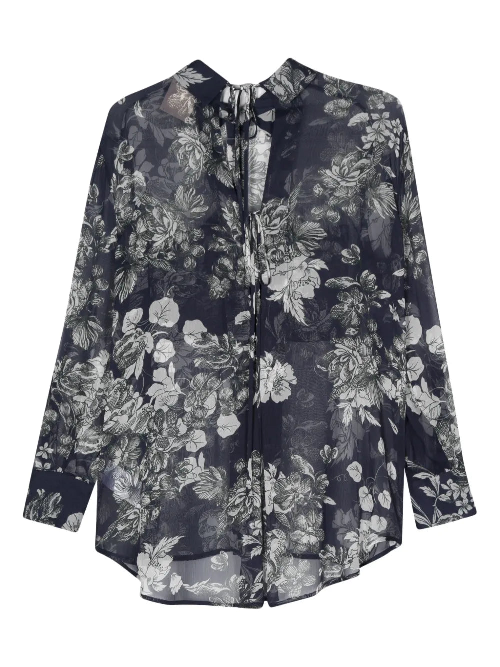 Floral-Print Chiffon Shirt
