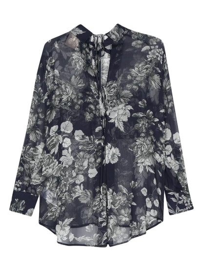 Floral-Print Chiffon Shirt