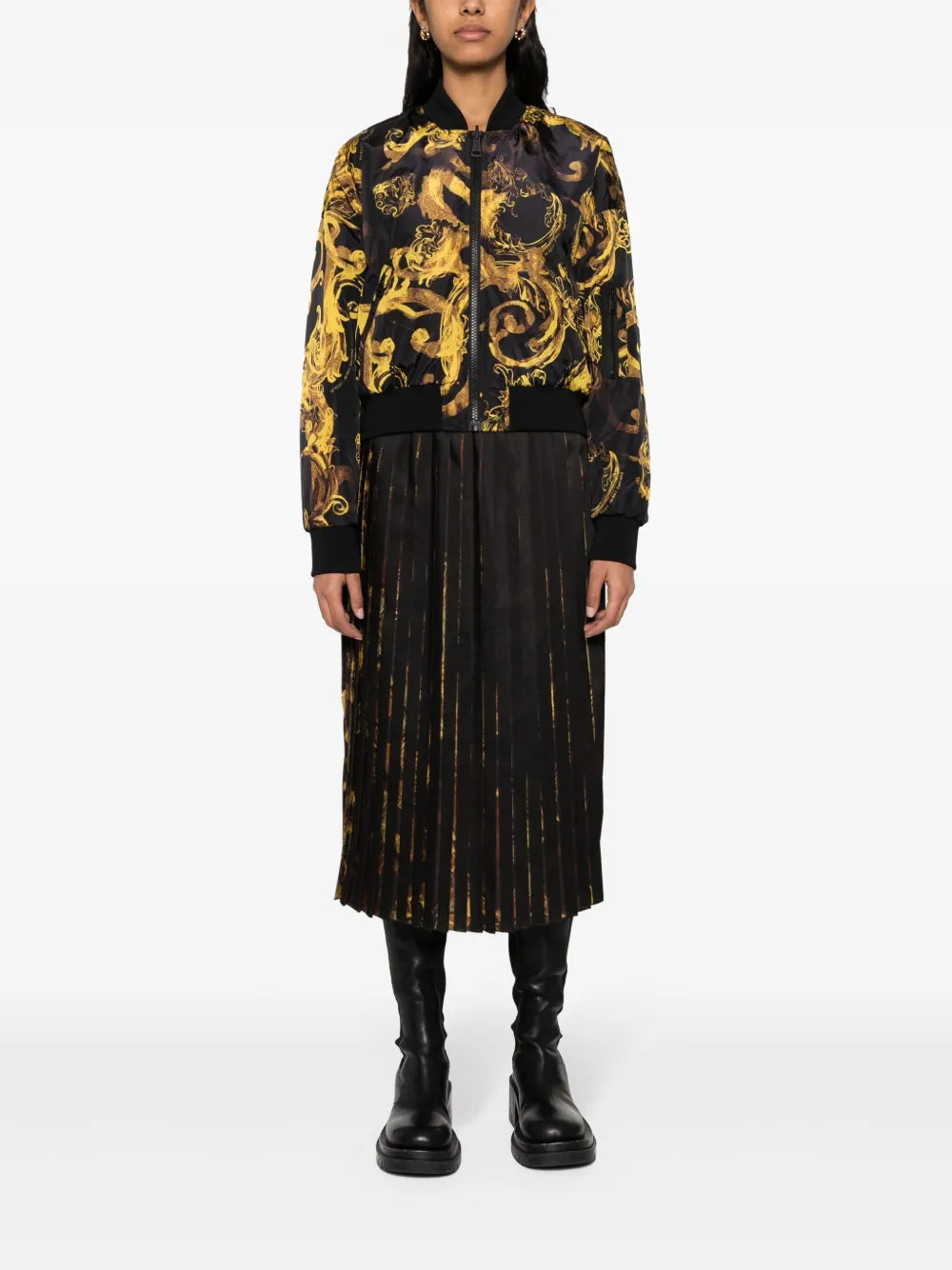 Watercolour Couture Pleated Midi Skirt