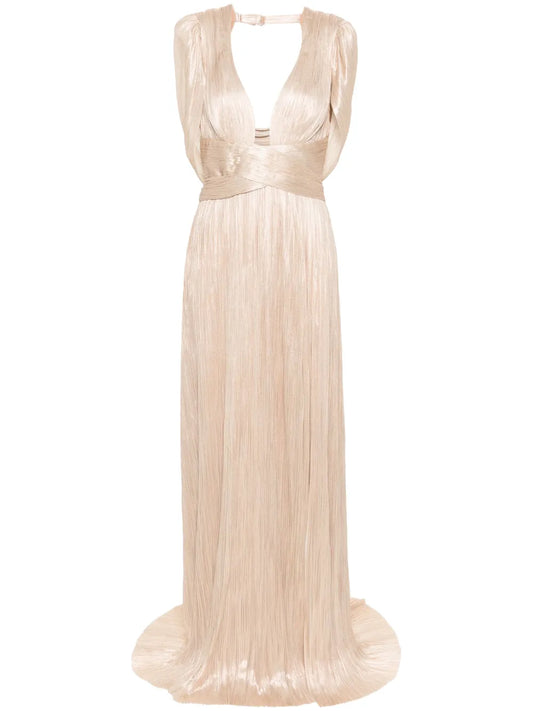Laurel Plissé Silk Gown