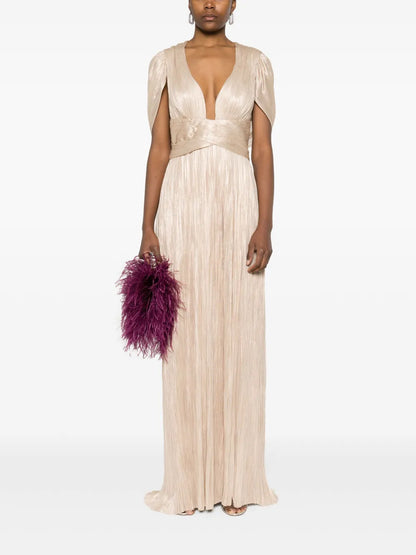 Laurel Plissé Silk Gown