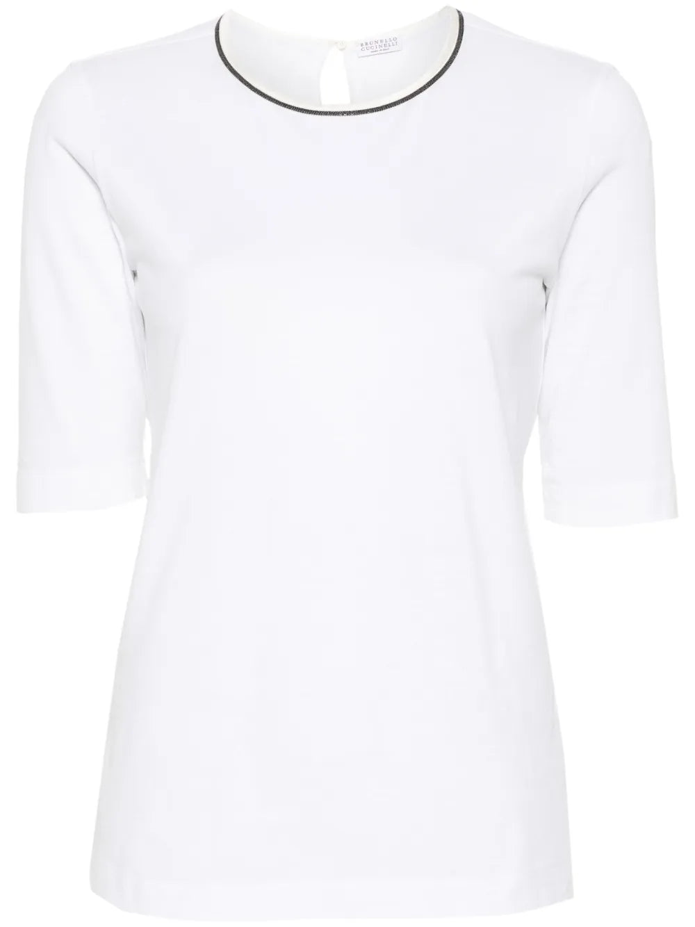Monili-Detail Cotton T-Shirt