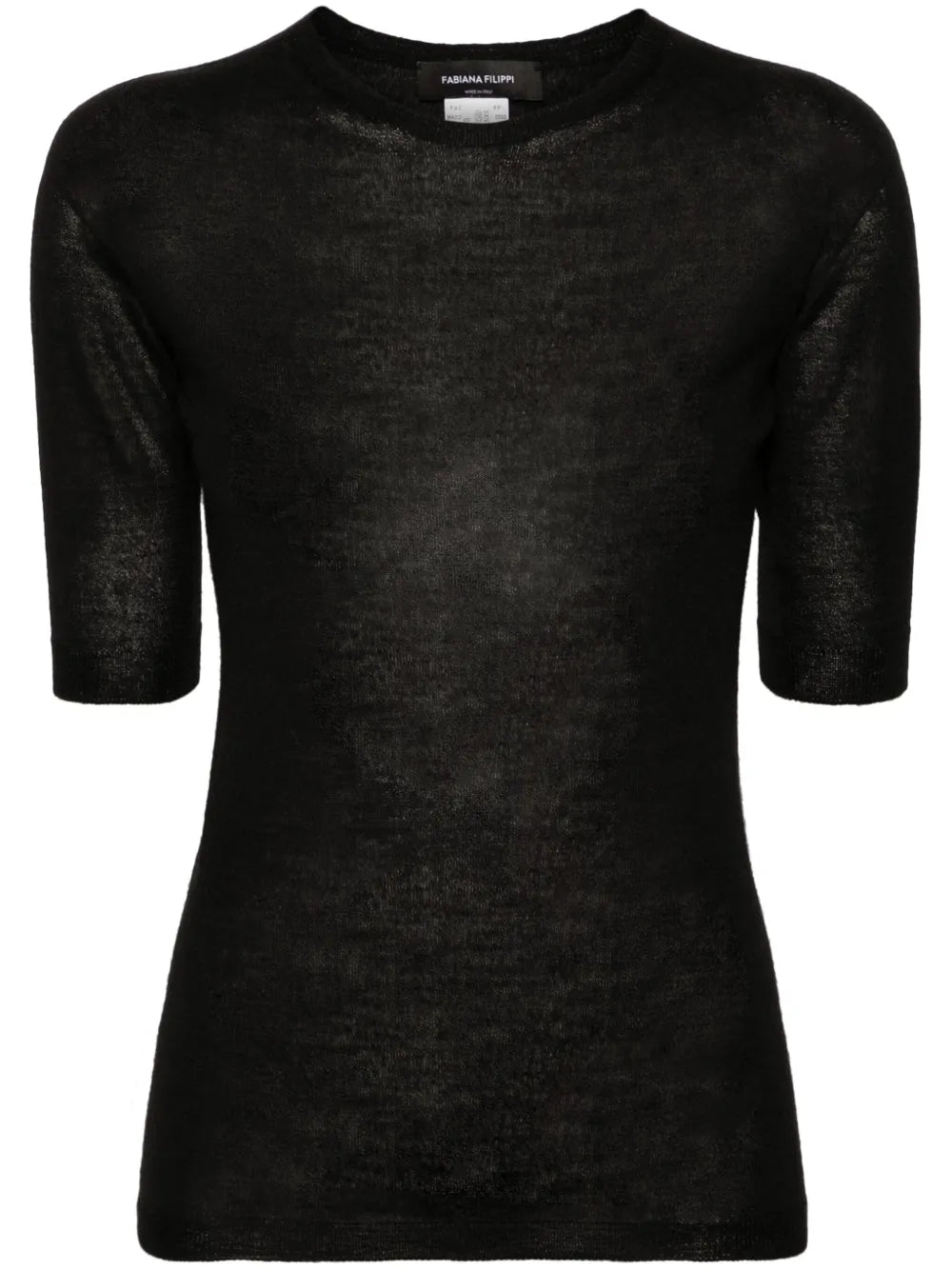 Short-Sleeve Fine-Knit Sweater