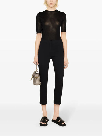 Short-Sleeve Fine-Knit Sweater