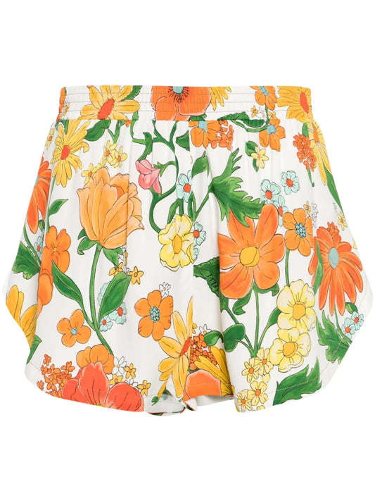 Floral-Print Track Shorts