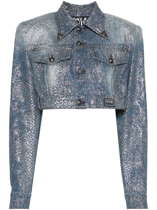 Animalier Cropped Denim Jacket