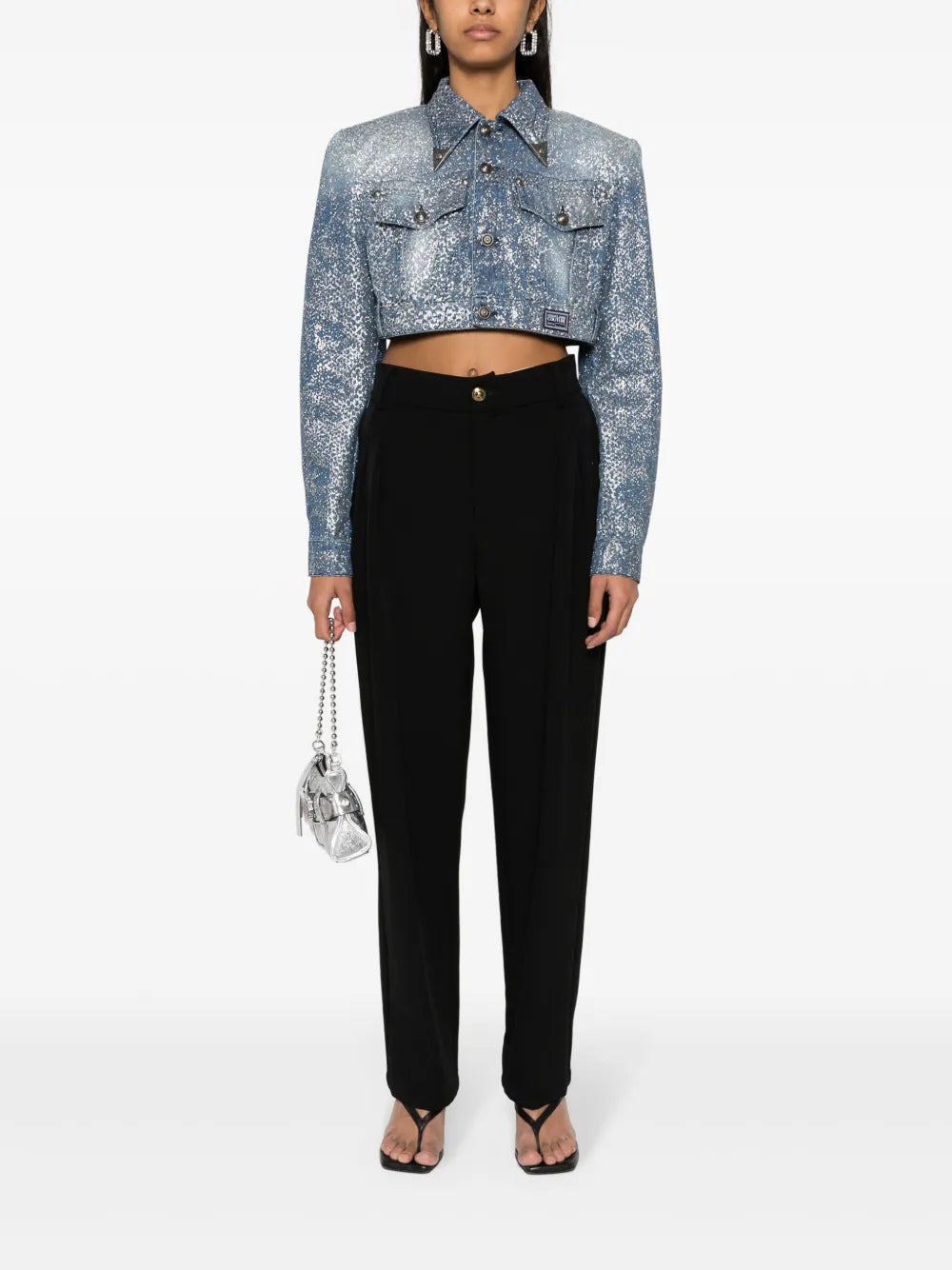 Animalier Cropped Denim Jacket