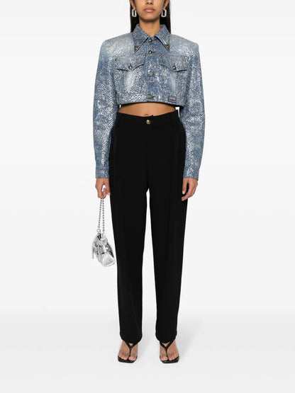 Animalier Cropped Denim Jacket