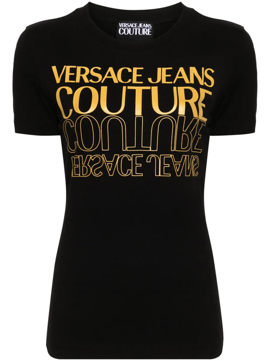 Upside Down-Logo Cotton T-Shirt
