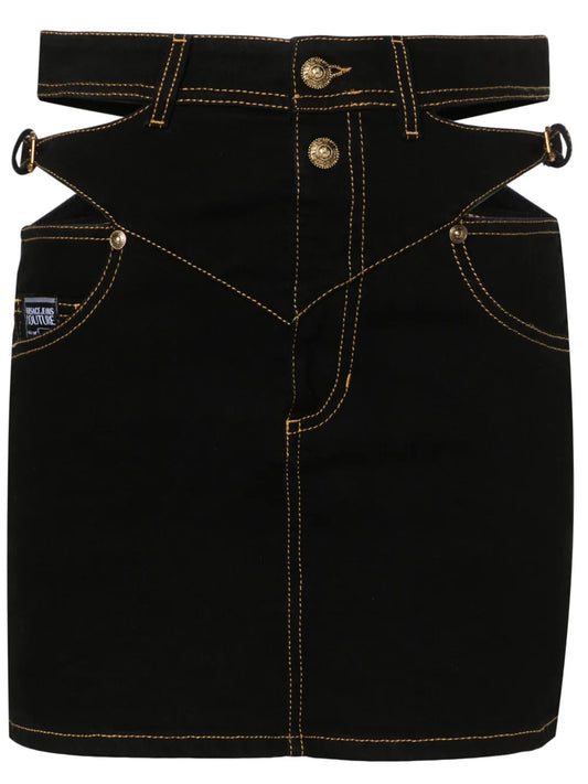 Baroque Buckle Denim Mini Skirt
