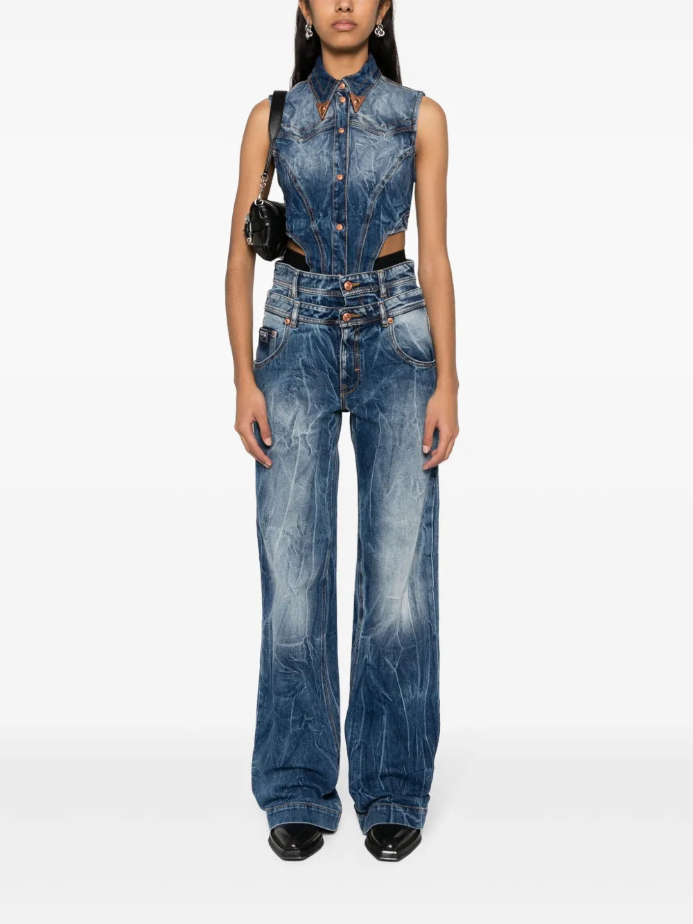 Double-Waist Wide-Leg Jeans