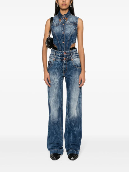 Double-Waist Wide-Leg Jeans
