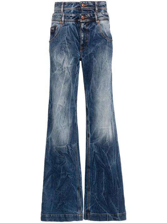 Double-Waist Wide-Leg Jeans