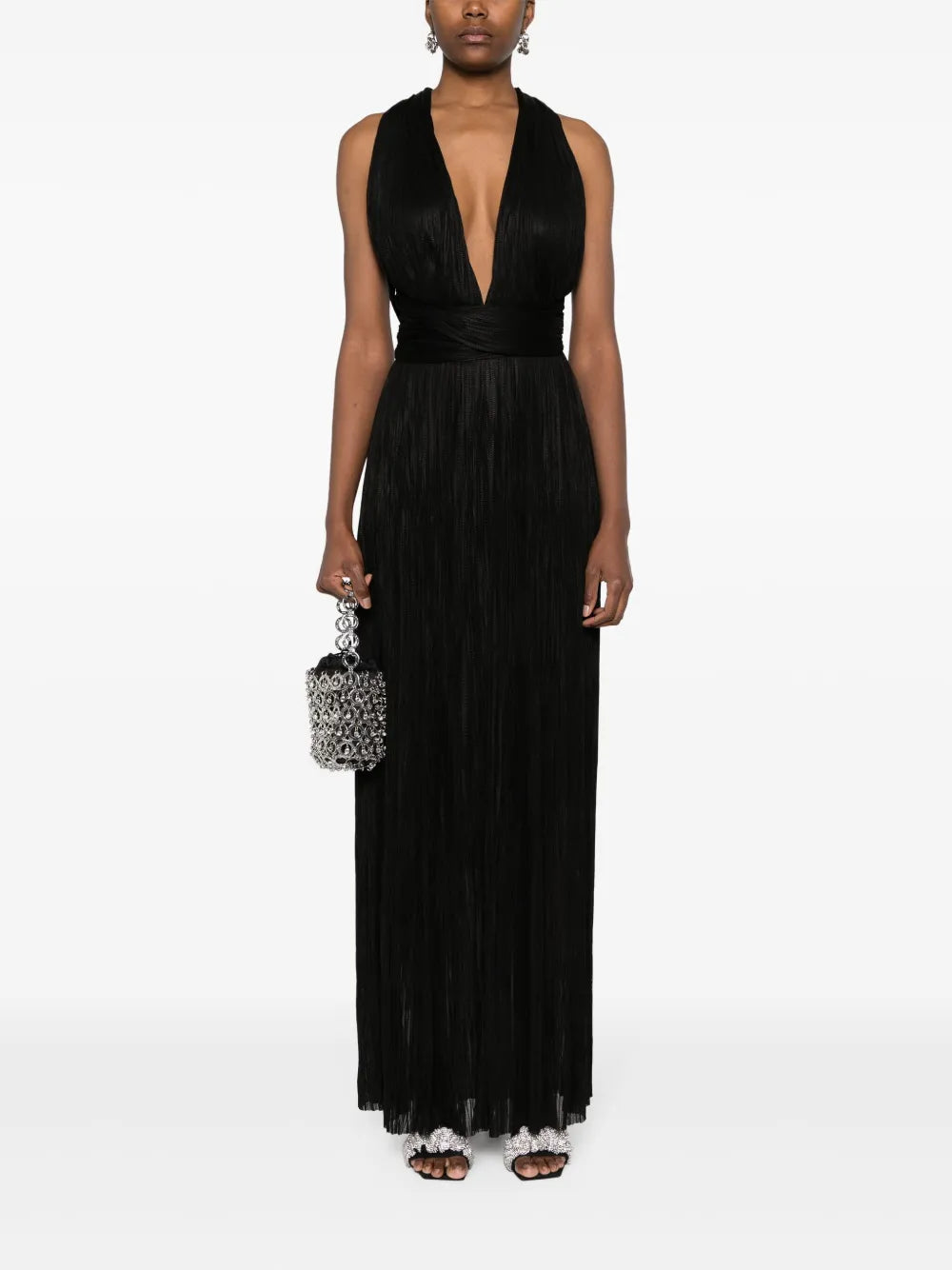 Kim Plissé Silk Maxi Dress