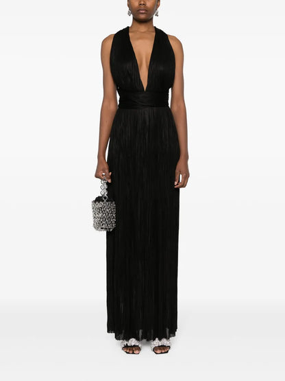 Kim Plissé Silk Maxi Dress