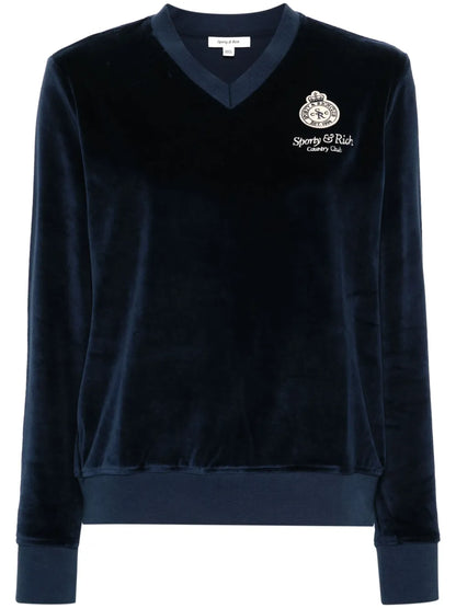 Logo-Appliqué Velour Sweatshirt