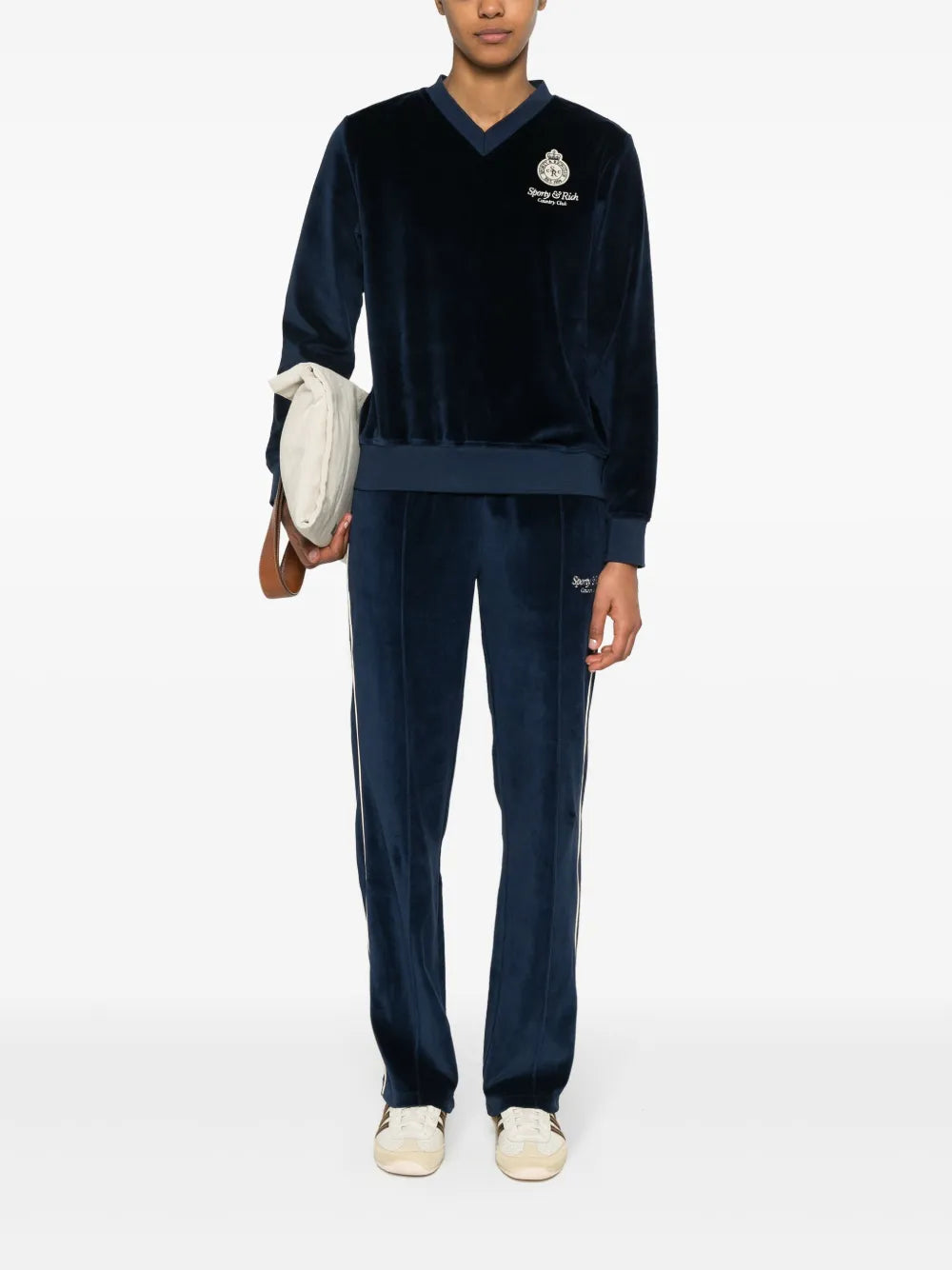 Logo-Appliqué Velour Sweatshirt