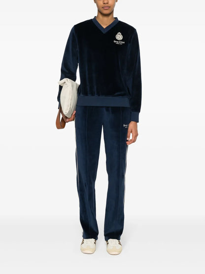 Logo-Appliqué Velour Sweatshirt