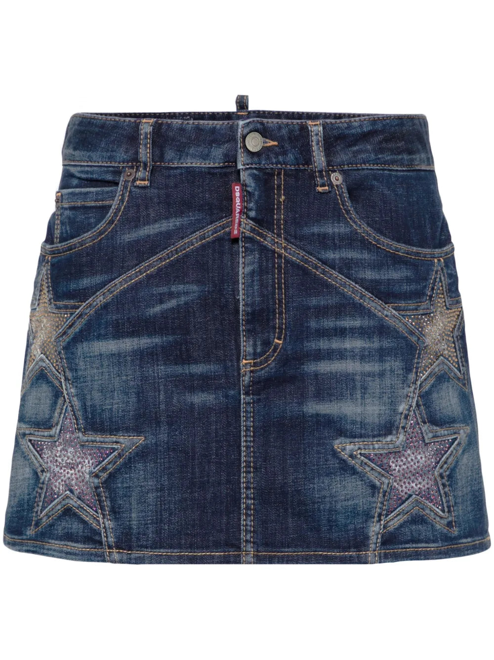 Star-Studded Denim Miniskirt
