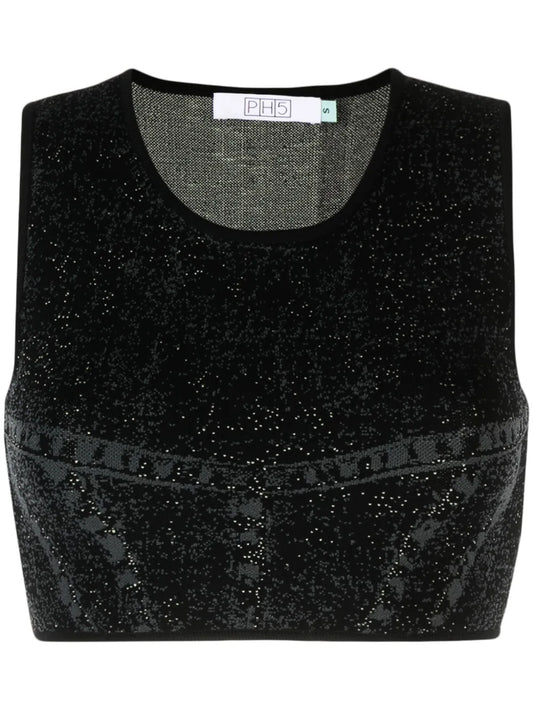 Lillian Denim-Print Crop Top
