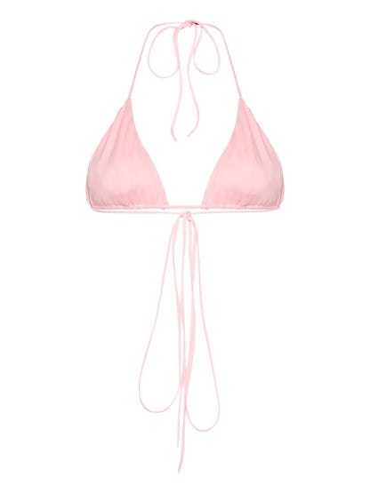 Floral-Appliqué Triangle Bikini Top