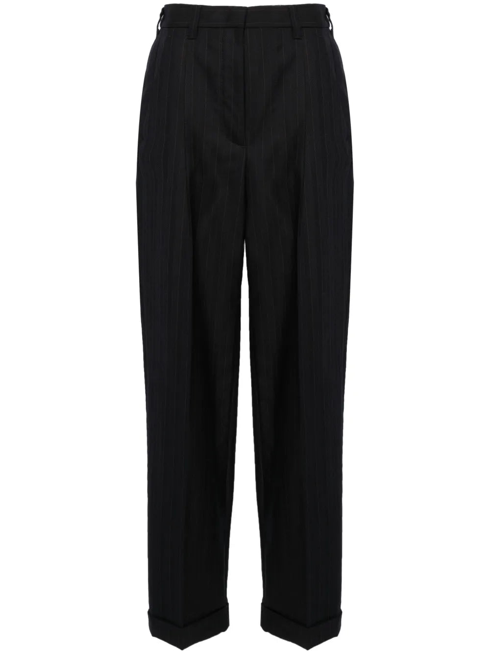 High-Waisted Pinstripe Tailored Trousers