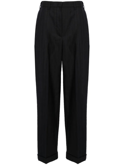 High-Waisted Pinstripe Tailored Trousers