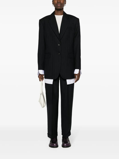 High-Waisted Pinstripe Tailored Trousers